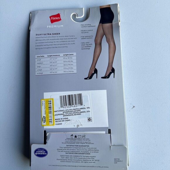 Hanes Premium Women's 2pk Ultra Sheer Run Resist Pantyhose Black M - Picture 5 of 7